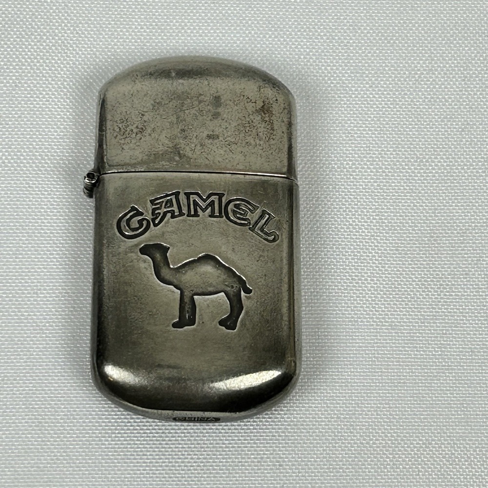Vintage Camel Cigarettes Silver Metal Lighter Flip Top Joe Camel Logo